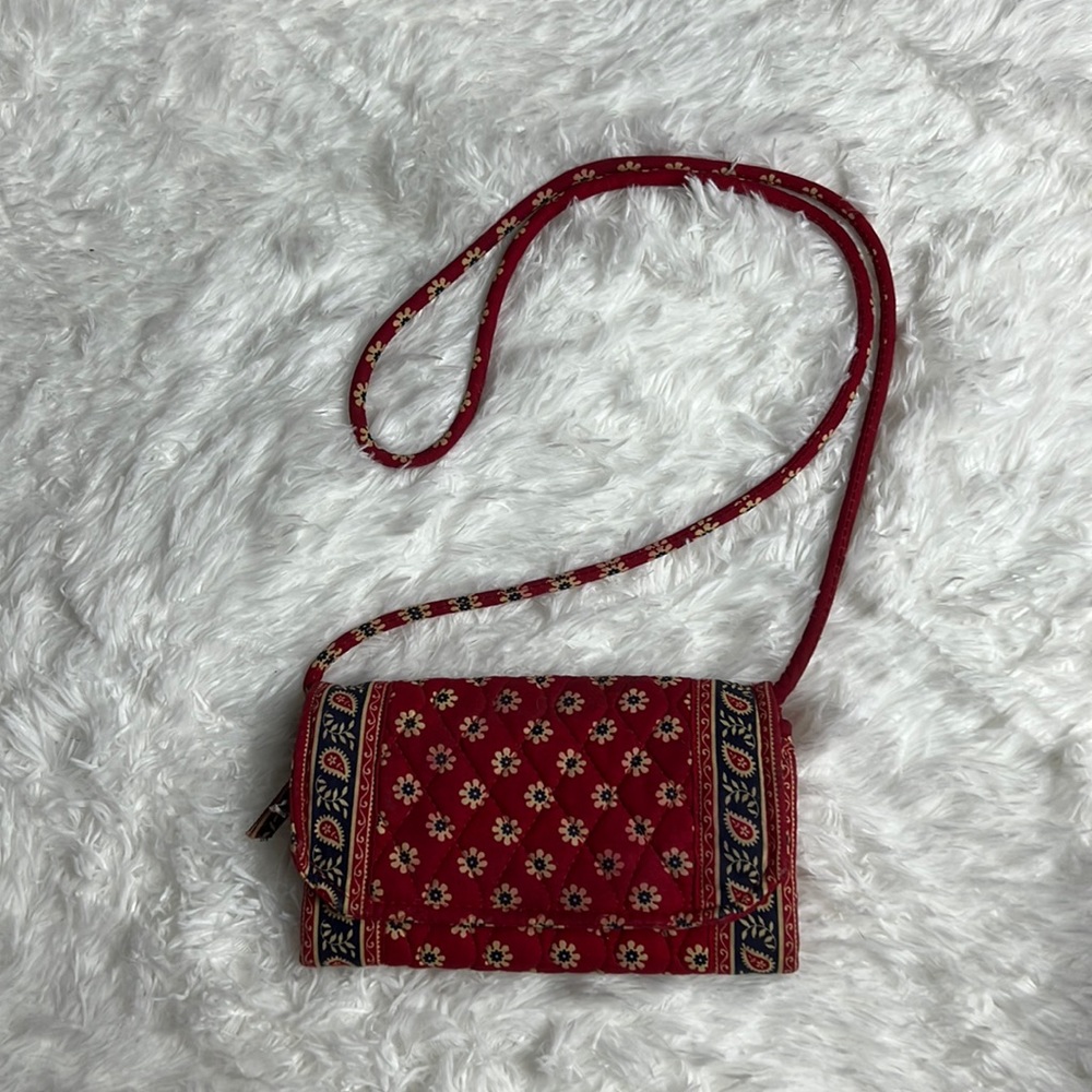 Vera Bradley Small Wallet With Strap - Red and Blue